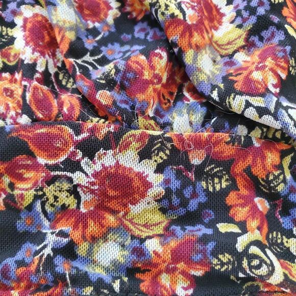 Free People Blouse Womens Medium Black Floral Sheer Mesh Long Sleeve Ruffle Neck - Picture 4 of 8